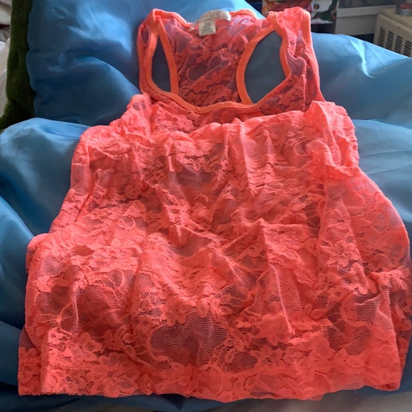 Bozzolo orange lace tank top, Small - Picture 2 of 5